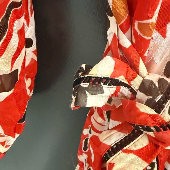 Massimo Dutti size 6 EUC button up sheer wrap Red and White Wrap Dress - Picture 5 of 16